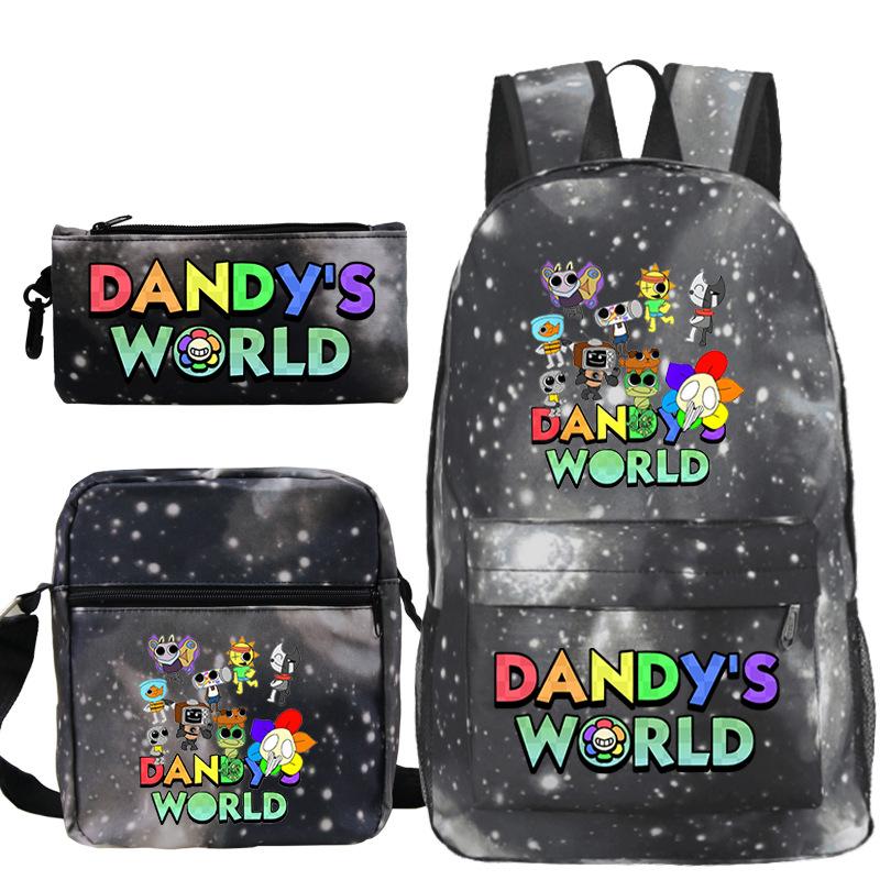 Neue Dandy-Welt Peripherie Druck Schultasche Student Lässige Federtasche Umhängetasche Dreiteiliges Set