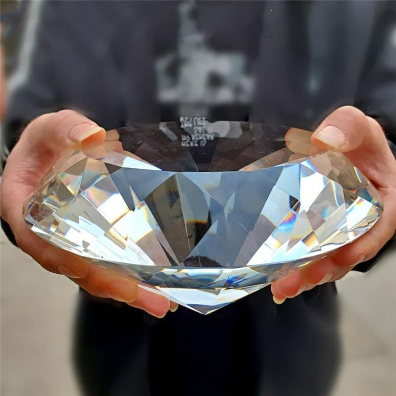 Faceted Cut Clear Crystal Diamond Romantic 60/80/100mm Big Glass Diamond Creativity Crafts Artificial Crystal Diamond