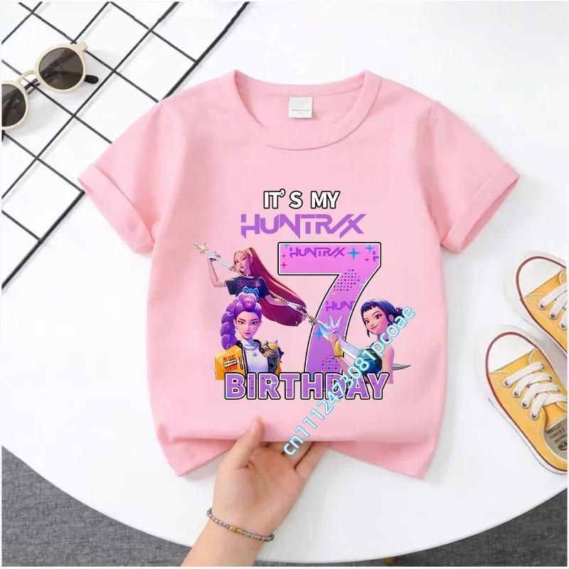 K Pop Demon Hunters T-shirt - Girls' Casual Top as Birthday Gift -Sports Shirt - Summer Short Sleeve-1-10 Numbered Cartoon Print