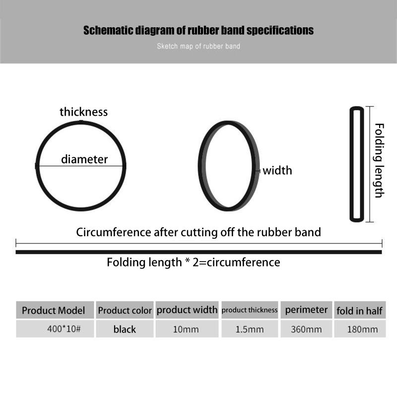 High Elasticity Black Rubber Bands; 20 Count Office Supply Ring Bands