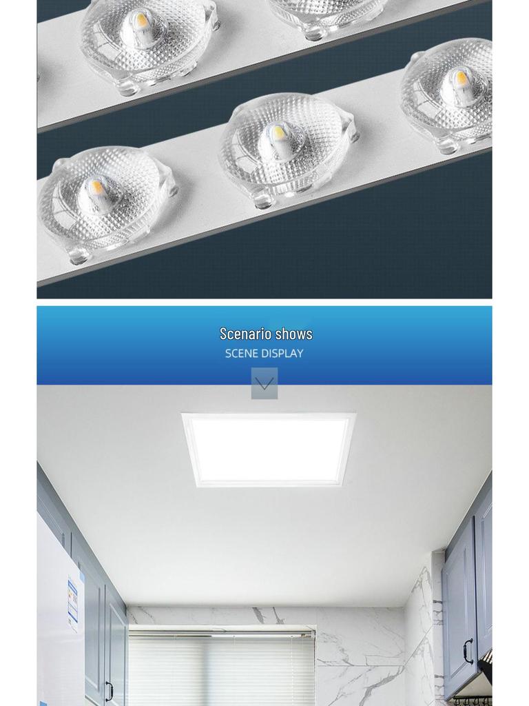 Square 600x600 Integrated LED Ceiling Light with Aluminum Buckle for Kitchen and Bathroom