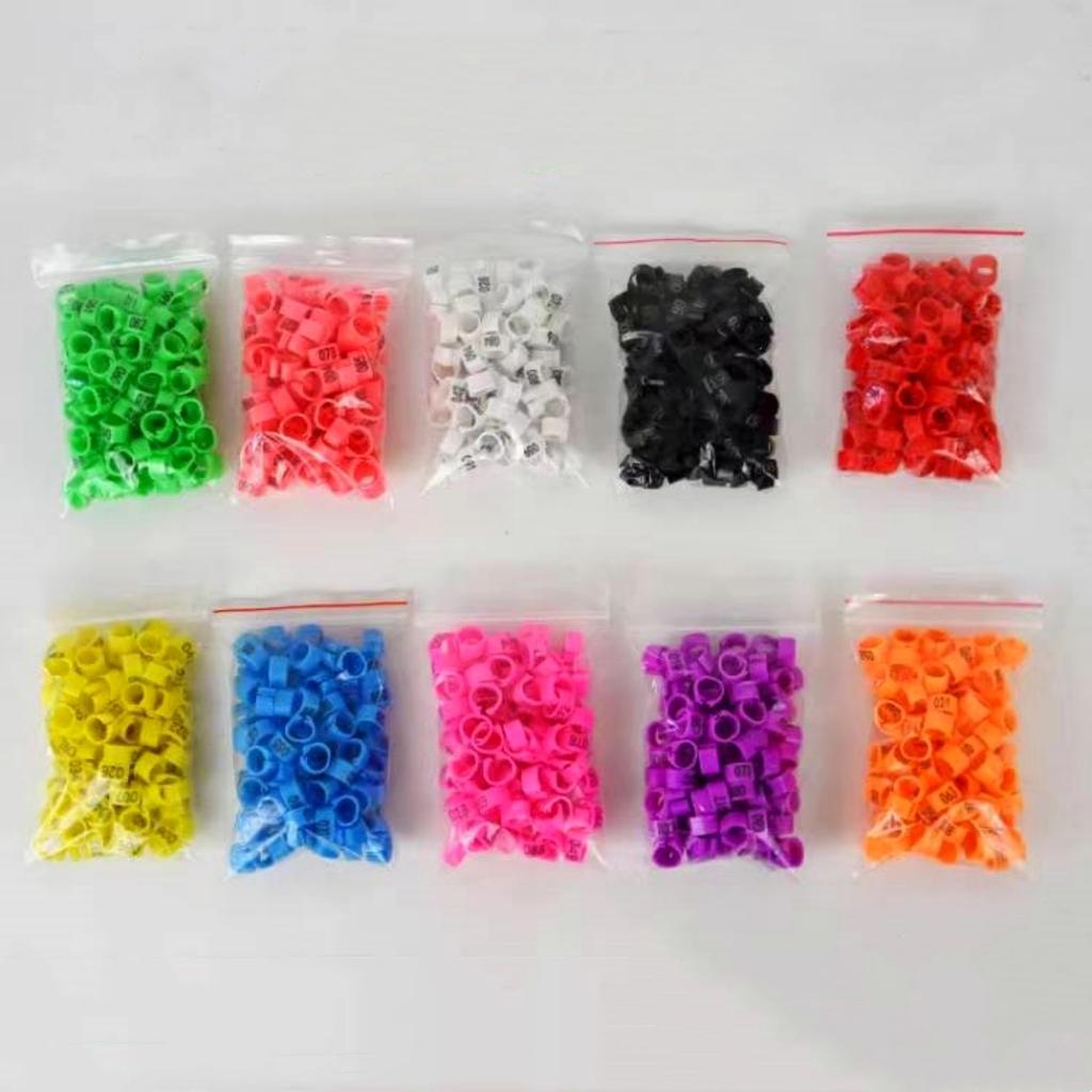 1 Pack/100Pcs Digital Plastic Bird Clip Foot Rings Inner Diameter 12mm Pigeon Quail Identification Leg Rings No.1~100 10 Colors