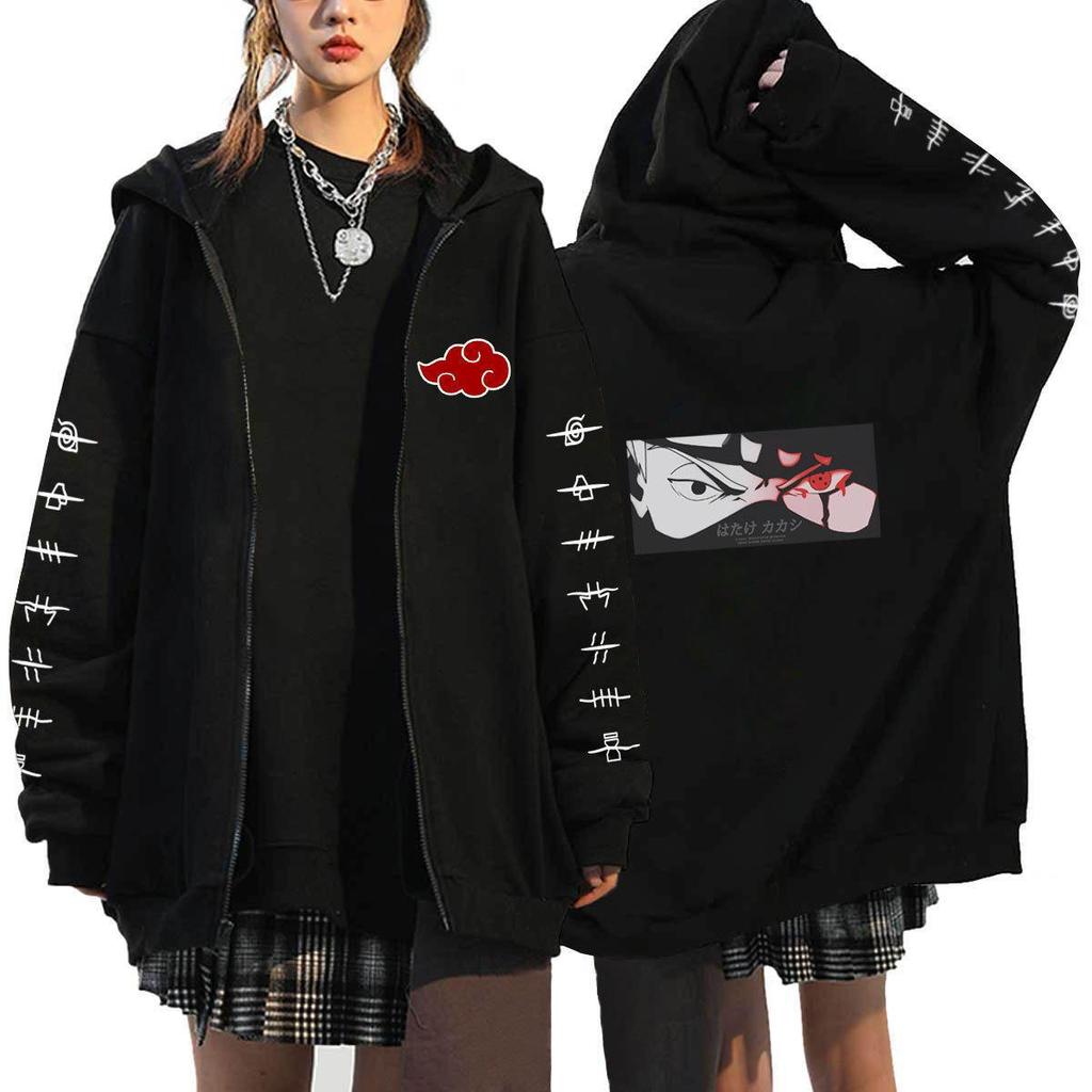 Naruto Men's Cardigan Hooded Sweatshirt Uchiha Itachi Anime Men Women Streetwear Harajuku Akatsuki Hoodies Sweatshirt Clothes