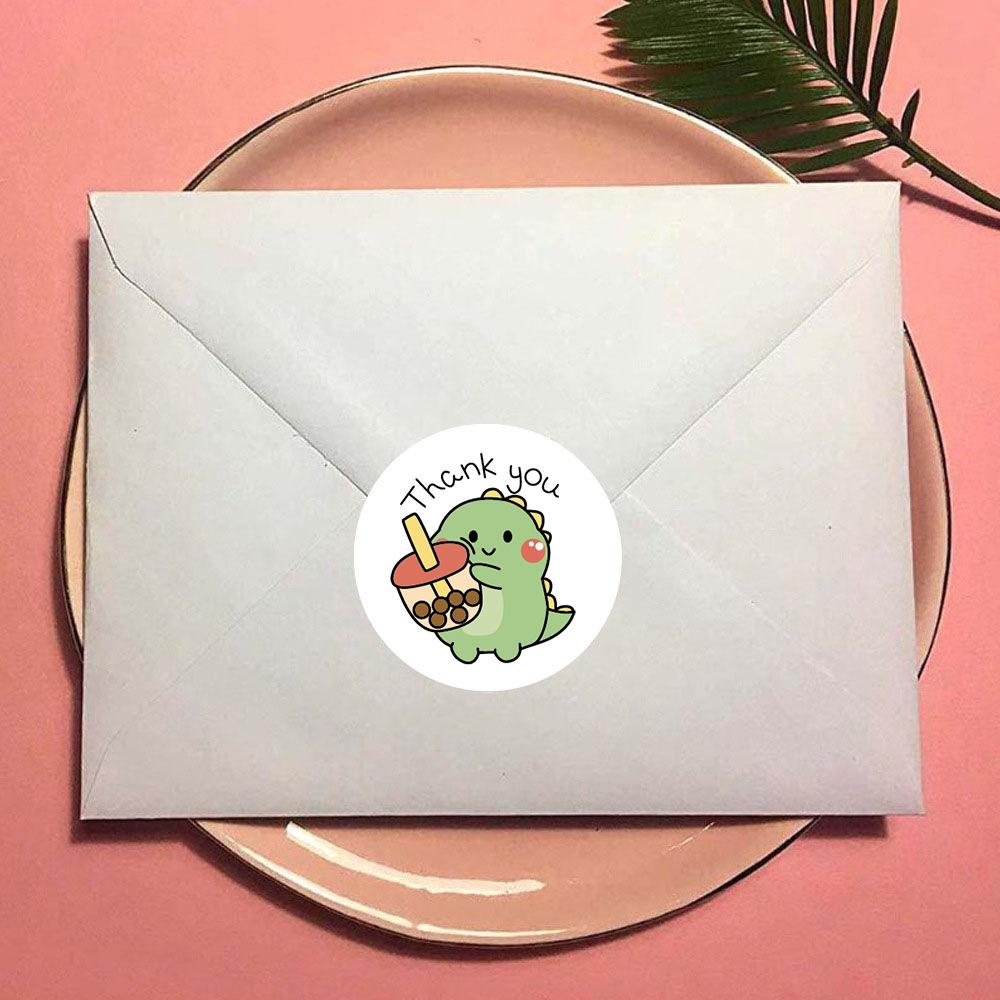 50 100500Pcs 1 Inch Thank You Stickers Cartoon Dinosaur Labels For Packaging Baking Labels Gifts Seal Decor Children'S Stickers
