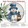 Metal Sign Christmas Snowman Wreath Blue White Festive Home Decor Gift
