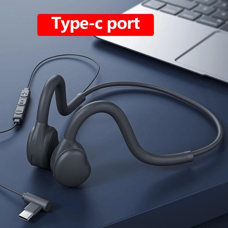 Open Ear Air Conduction Headphones 3.5mm Wired Stereo Not in Ear Music Headset Ultra Light with Microphone for IOS Andriod Phone