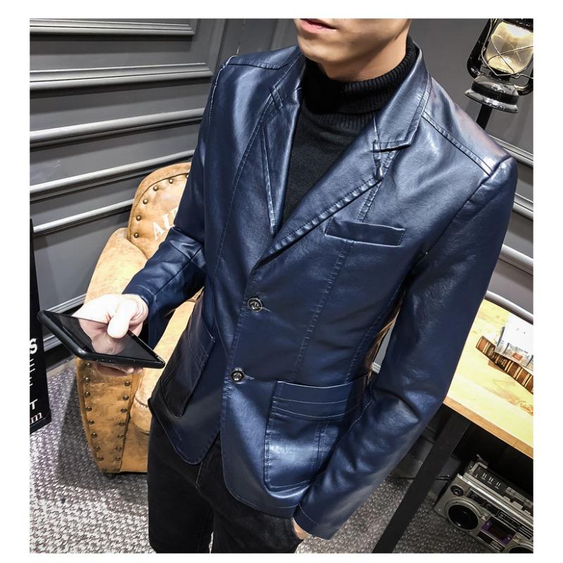 Men's Leather Suit Autumn New Casual Jacket Korean Style Slim Lapel Leather Suit Leather Jacket Men's Trend