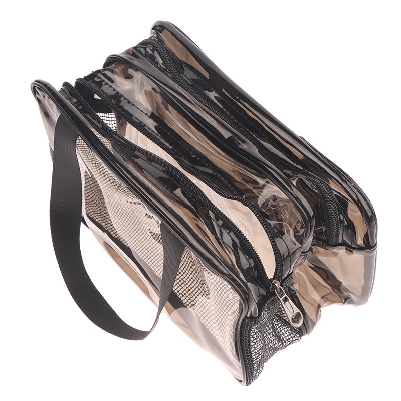 1 Stück doppelstöckiger Kosmetik-Organizer mit großer Kapazität, tragbare Reise-Waschtasche für Damen, transparente wasserdichte Make-up-Tasche