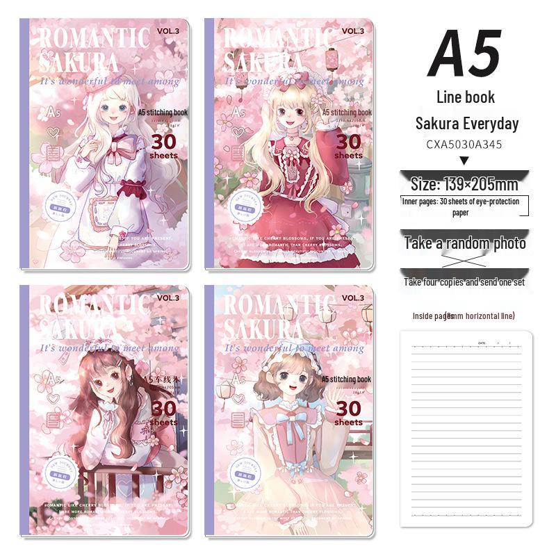 Thread-bound A5 Anime Creative Notebook - Student Diary and Stationery Book