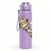 1PC Flower Crown Giraffe 750ml Color Plastic Sports Water Bottle Leakproof Flip Straw Lid Suitable for Sports Office Home Use