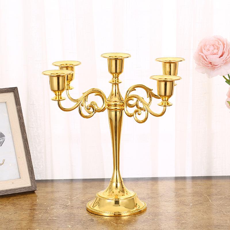 High Quality 5-Arm Metal Taper Candelabra Luxury Candle Holder for Weddings and Table Centerpieces Decoration (Gold,3 Arms)