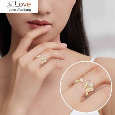 Anxiety Rings Rotatable Stress Relief Bead Ring Size Adjustable Open Design Ring Inlaid Cubic Zirconia Vintage Rings Men