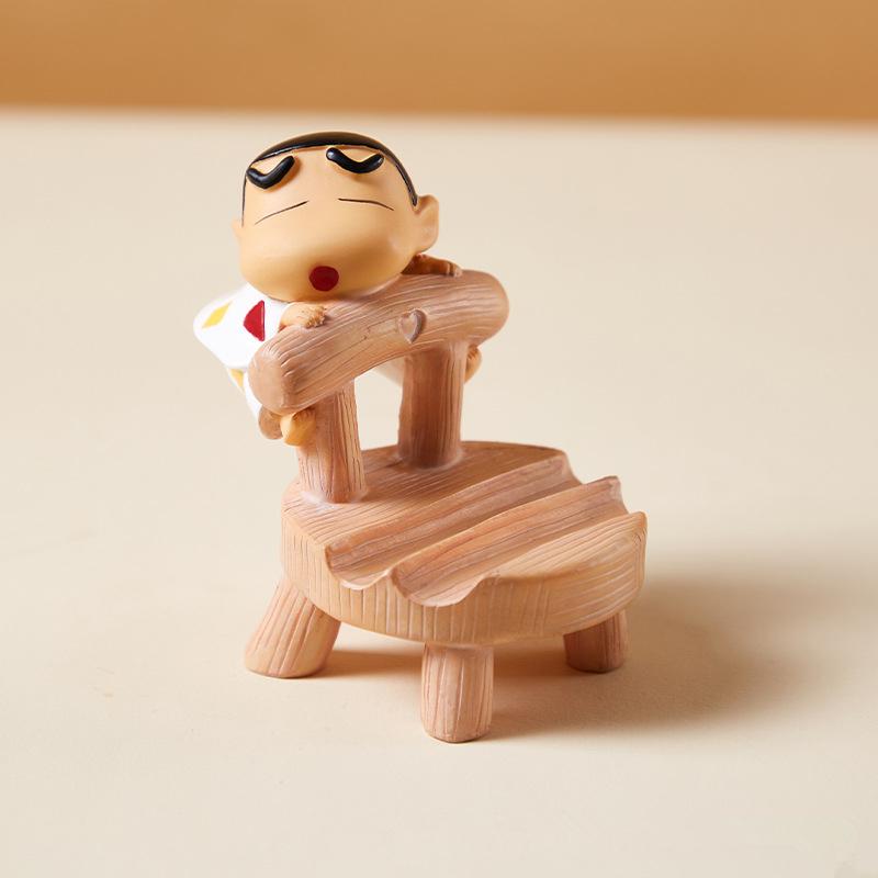 9cm Crayon Shin Chan Anime Figure Kawaii Phone Holder Accessories Cartoon Action Figure PVC Model Toys Doll Desktop Decorative