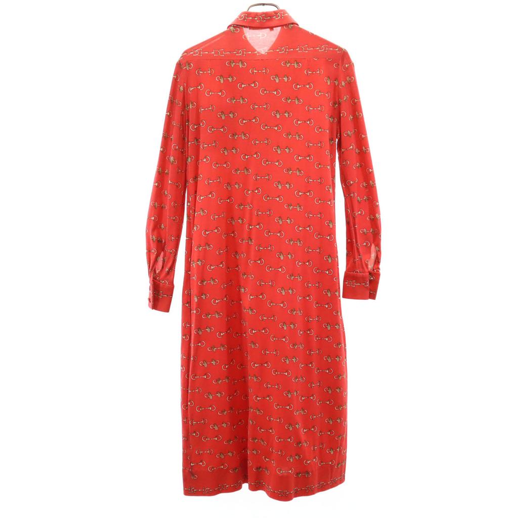 Hermes 80s Made In France Vintage Overall Handle Long Sleeve Shirt Dress Women Used