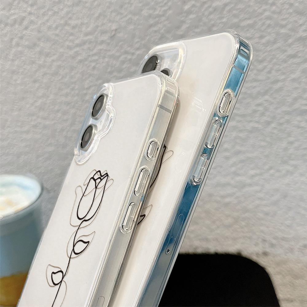 Painted Phone Case for iPhone 12 13 15 16 iPhone 16 12 13 14 15 Pro  14 15 16 Pro Max Coverage Shockproof Anti-Fingerprint Fresh Style Protective Case