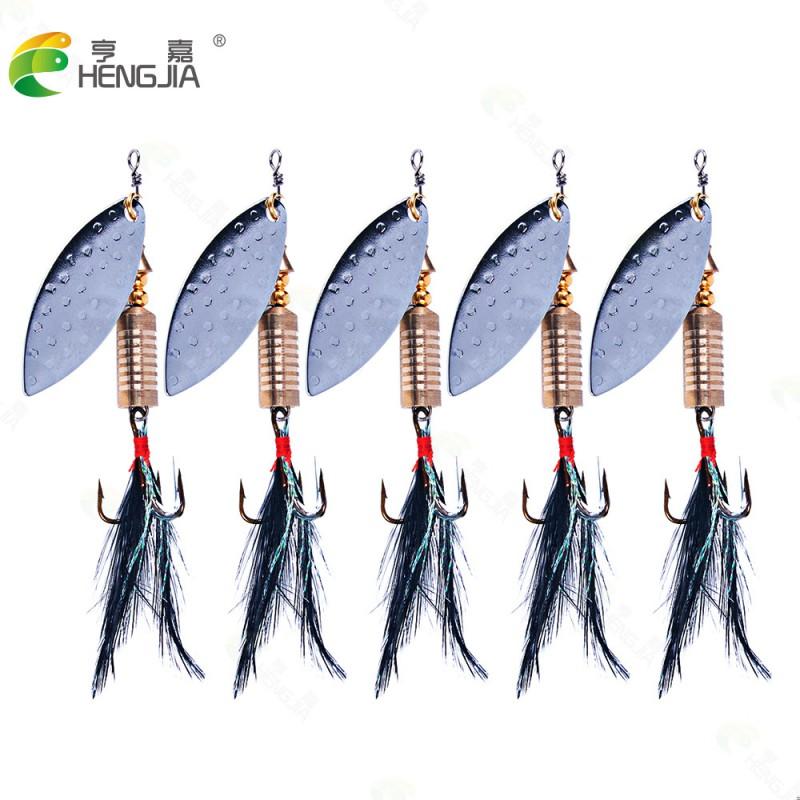 HENGJIA Fishing Lure Spinner Bait Box Set 8 Types Metal Copper Spoon Lures Freshwater Saltwater Bass Pike
