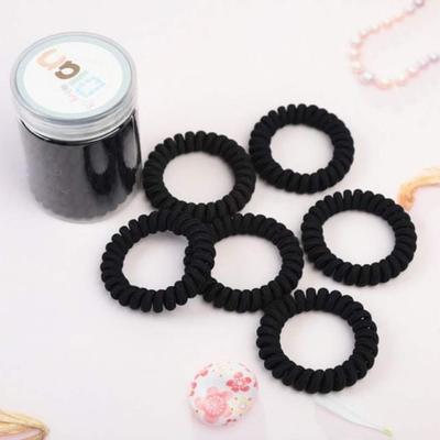 6-Tage Schwarz Telefonkabel Haargummi Basic