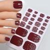 22tips/Sheet Glittering Toenails Manicure Art Decals Baking Free Toe Nail Stickers Full Cover Removable Adhesive DIY Nail Patch*