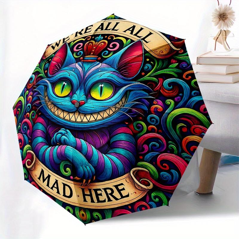We're AllWe're All Mad HereVibrant Design for Laptop, Phone, or Bumper DecorationUmbrella, Portable 3-Fold Compact Umbrella for Men & Women Gift