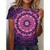 Women's Summer Casual Versatile Design 3D Printed Round Neck Short Sleeved T-shirt