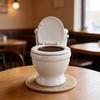 Desk Coffee Cup in Toilet Form With Hinged Lid, PET Plastic Drinkware for Beverage Service, Casual Gatherings and Daily Use on Counters