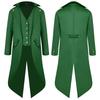 2024 Men's Solid Color Medieval Swallowtail Coat - European & American Mid-length Punk Retro Overcoat