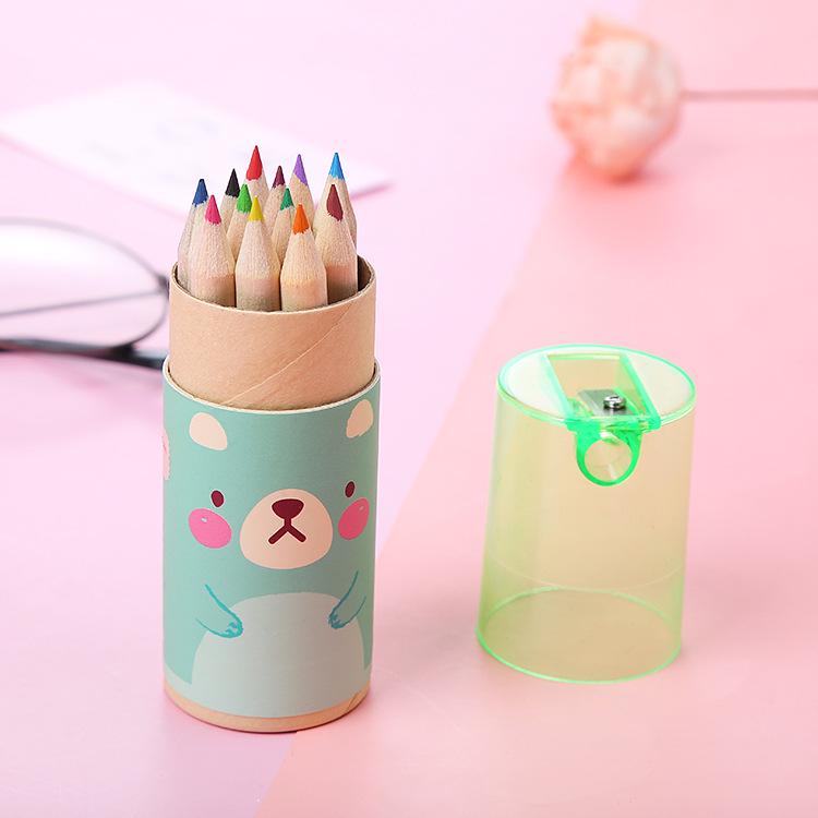 Cute Bear 12-Color Children's Coloring Pencils - Cartoon Stationery Gift Set