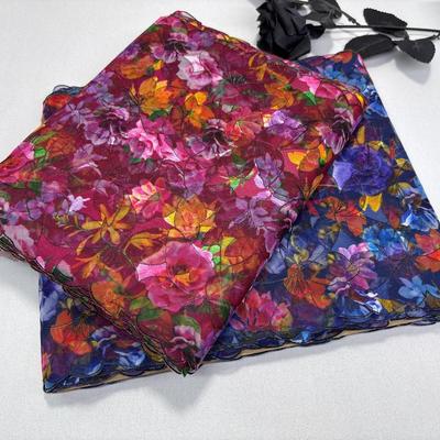1m X 20.5cm Printed Embroidery Tulle Lace, Multicolored Embroidered Net Sewing Fabric Lace for Dress, Lingerie, Bra, Underwear, Garment