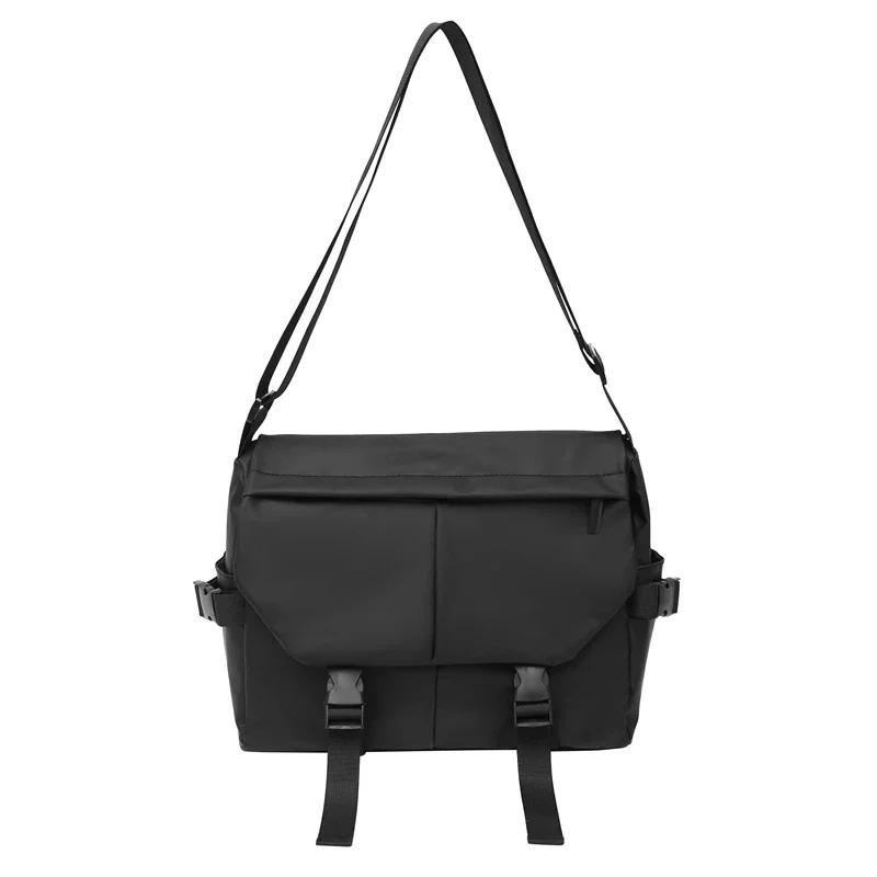 Unisex Solid Nylon Messenger Bag  Large Capacity  Lightweight  Waterproof  Casual  Shoulder Bag  Comfortable Fabric  Travel Crossbody Bag