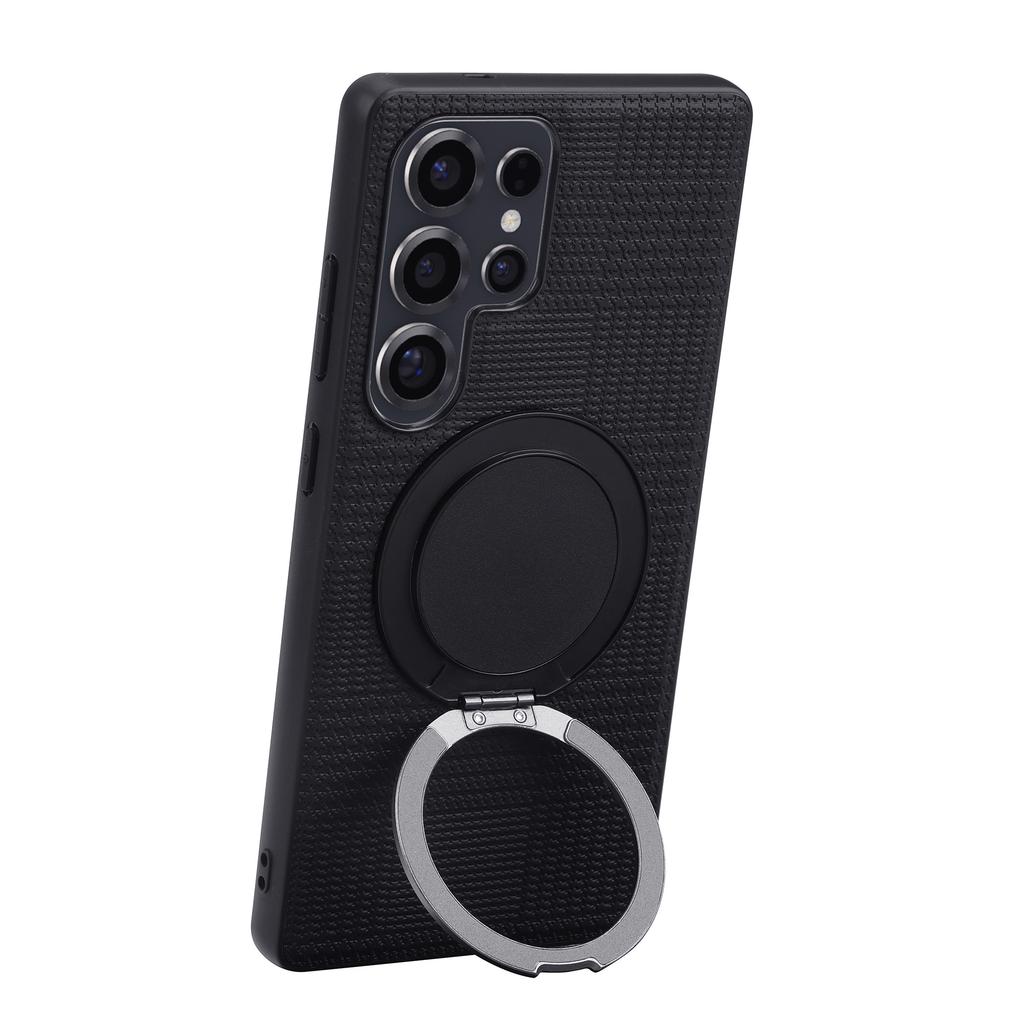 VILI D-THS Series for Samsung Galaxy S23 Ultra Magnetic Case Ring Kickstand PC TPU Phone Back Cover with Strap