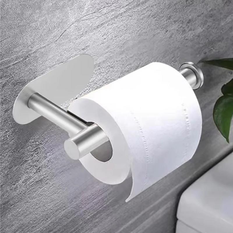Stainless Steel Toilet Paper Holder, Self-adhesive Wall Bracket, Modern Bathroom Tissue Holder, Shower Towel Rack Accessory