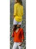 Women's Deep V Button-Up Chiffon Shirt - Long Sleeve, Autumn/Winter Collection
