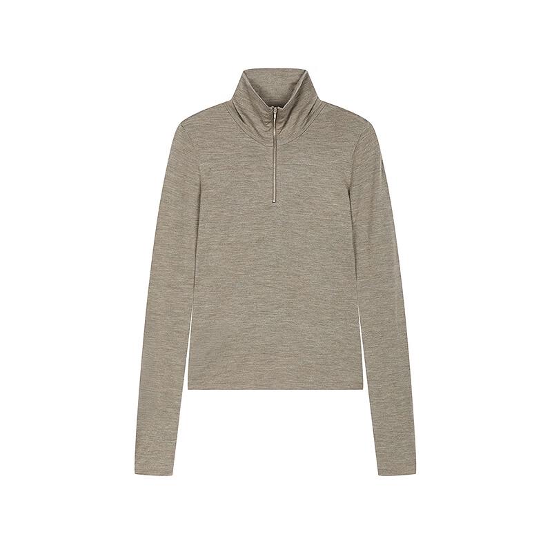 JNBY Slim Fit High Neck Zipper Long Sleeve T-Shirt