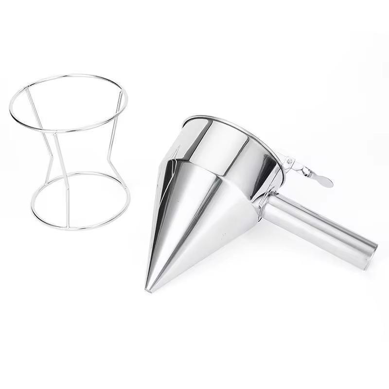 600ML 1200ML Oil Bucket With Holder Stainless Steel Funnel Dispenser Cupcake Pancake Batter Octopus Ball Kitchen Baking Tools