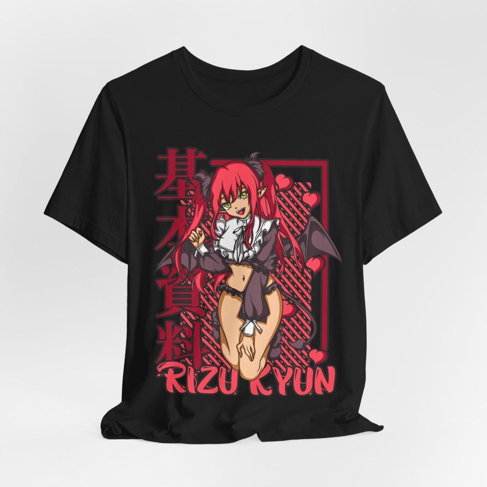 Anime-Inspired Unisex Tee, Rizu Kyun Cute Graphic Shirt, Casual Wear,