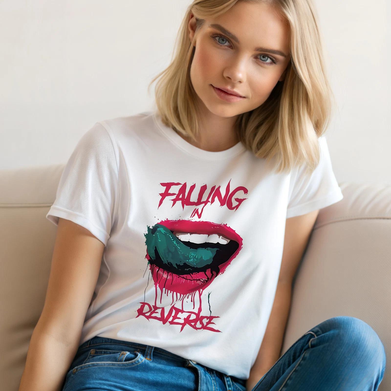 Falling In Reverse Graphic TShirt Punk Rock Band Tee Dripping Lips Unisex A35 3XL