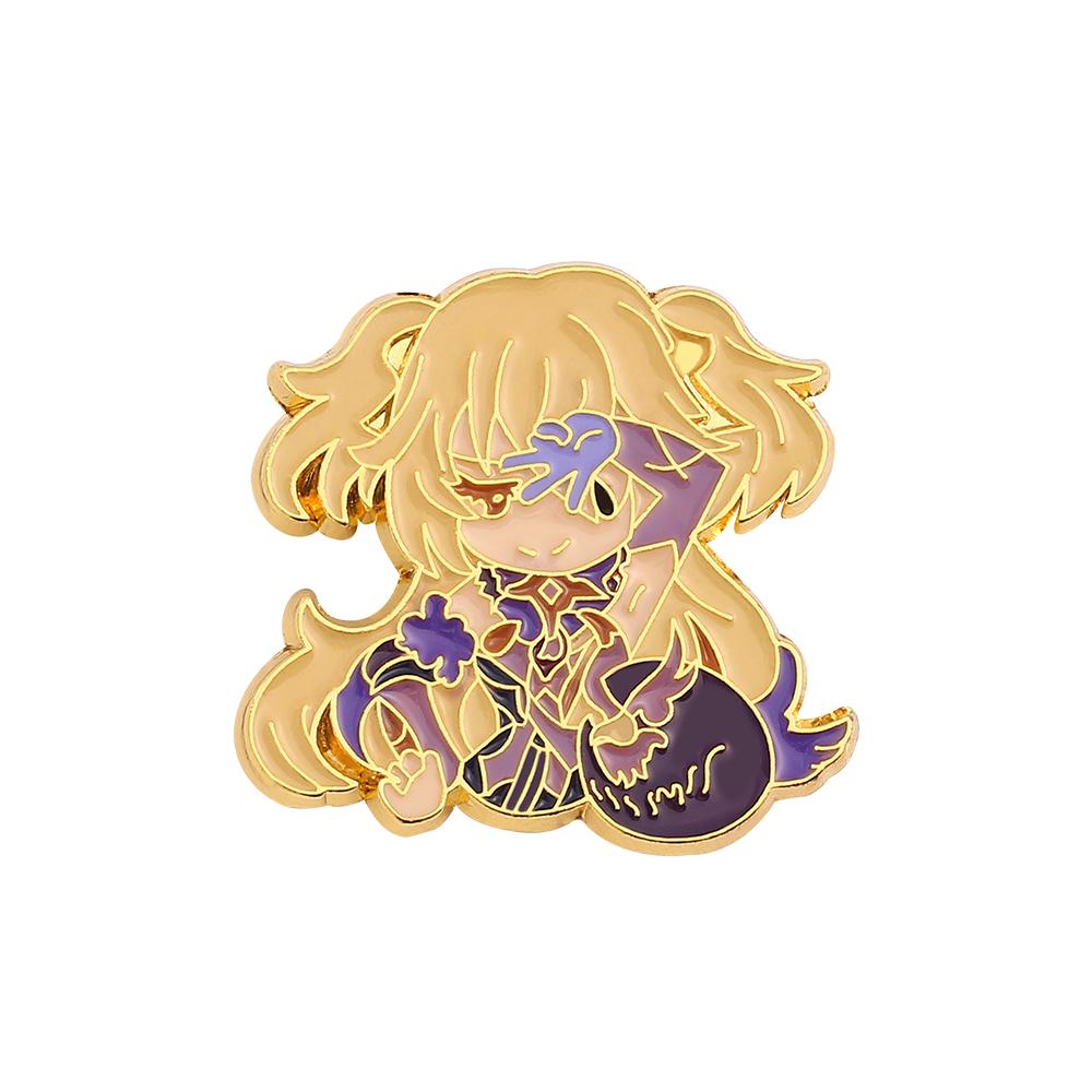 Game Genshin Impact Brooch Diluc Barbara Fischl Klee Paimon Cartoon Character Pins Badge Jewelry Accessories Gift for Fans
