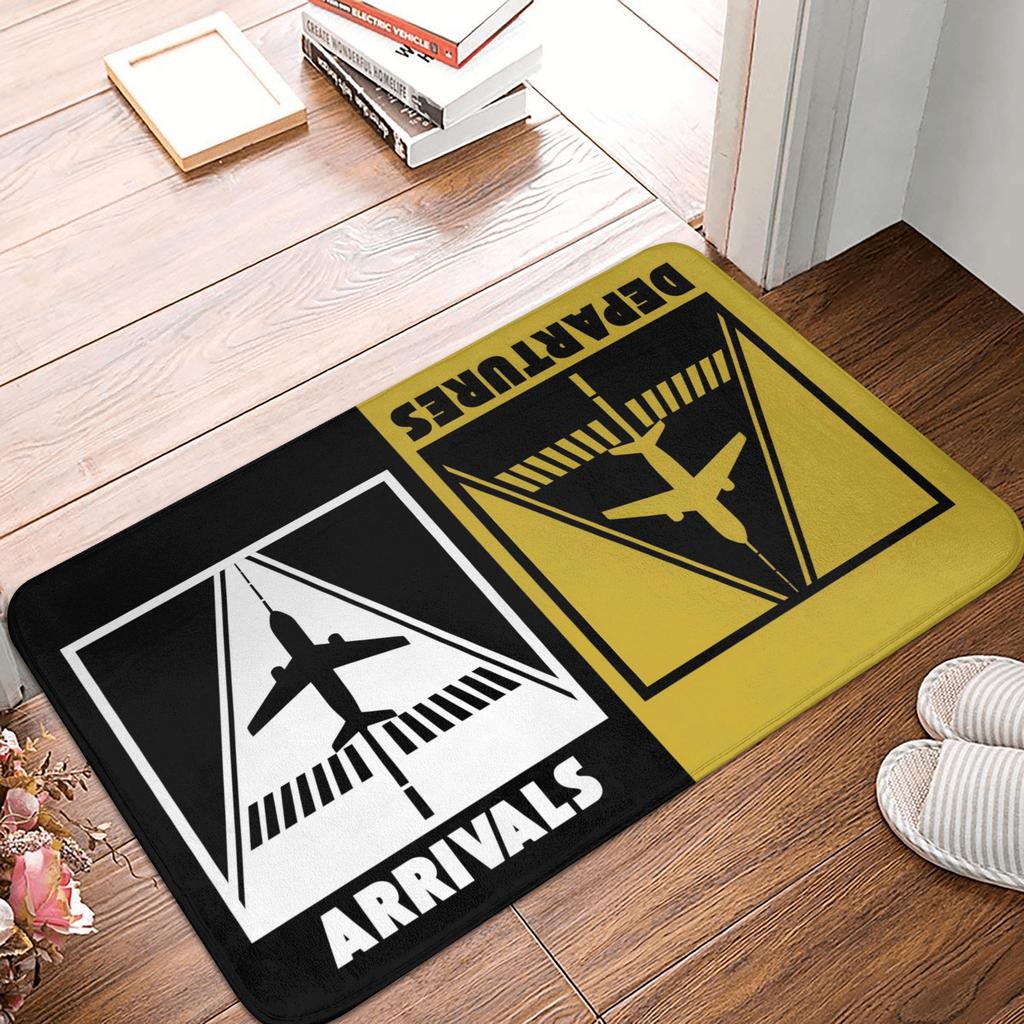 Aviation Airplane Departures Arrivals Floor Door Bath Kitchen Mat Anti-Slip Outdoor Doormat Garden Entrance Rug Carpet Footpad