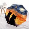 1pc Night Cats Automatic Open 8-Rib Windproof Umbrella, Travel & Commuting, Suitable for All Seasons