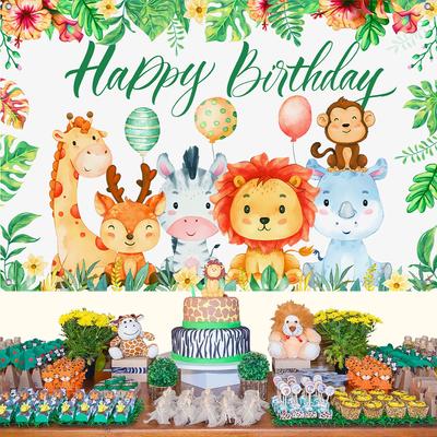 Pozadí Džungle Zvířata Džungle Párty Dekorace Wild One Safari Narozeninové Dekorace Baby Shower Chlapec Dívka Narozeninová Párty Dekor