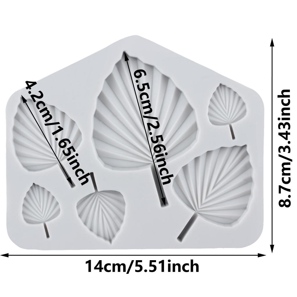 Fan Leaf Silicone Mold Flamingo Tropical Leaf Fondant Molds Cake Decorating Tools Cupcake Topper Candy Resin Clay Chocolate Gumpaste Mold