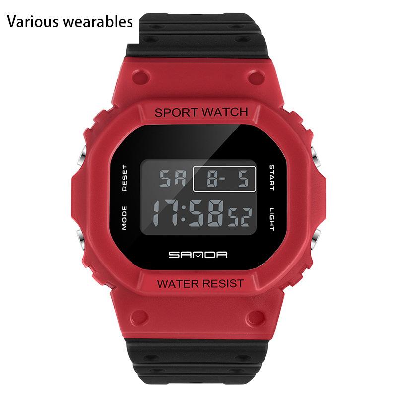 Quadratische multifunktionale elektronische Uhr Sportuhr wasserdichte im Dunkeln leuchtende Studentenmodeuhr