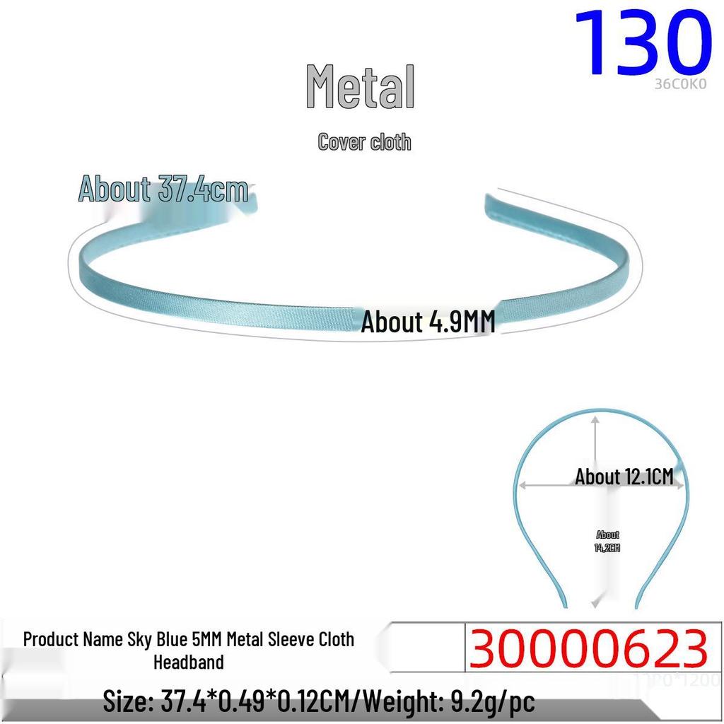 Children's 5mm Rainbow Fabric-Covered Metal Headband for DIY Jewelry