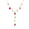 Summer Inspired Realistic Fruit Pendant Necklace Neck Chain Featuring Watermelon And Strawberry Design