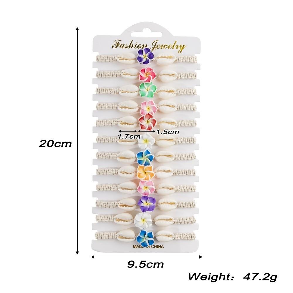 12Pcs/Set Bohemian Shell Flower Bracelet Set Adjustable Stackable Hand Chain Gifts