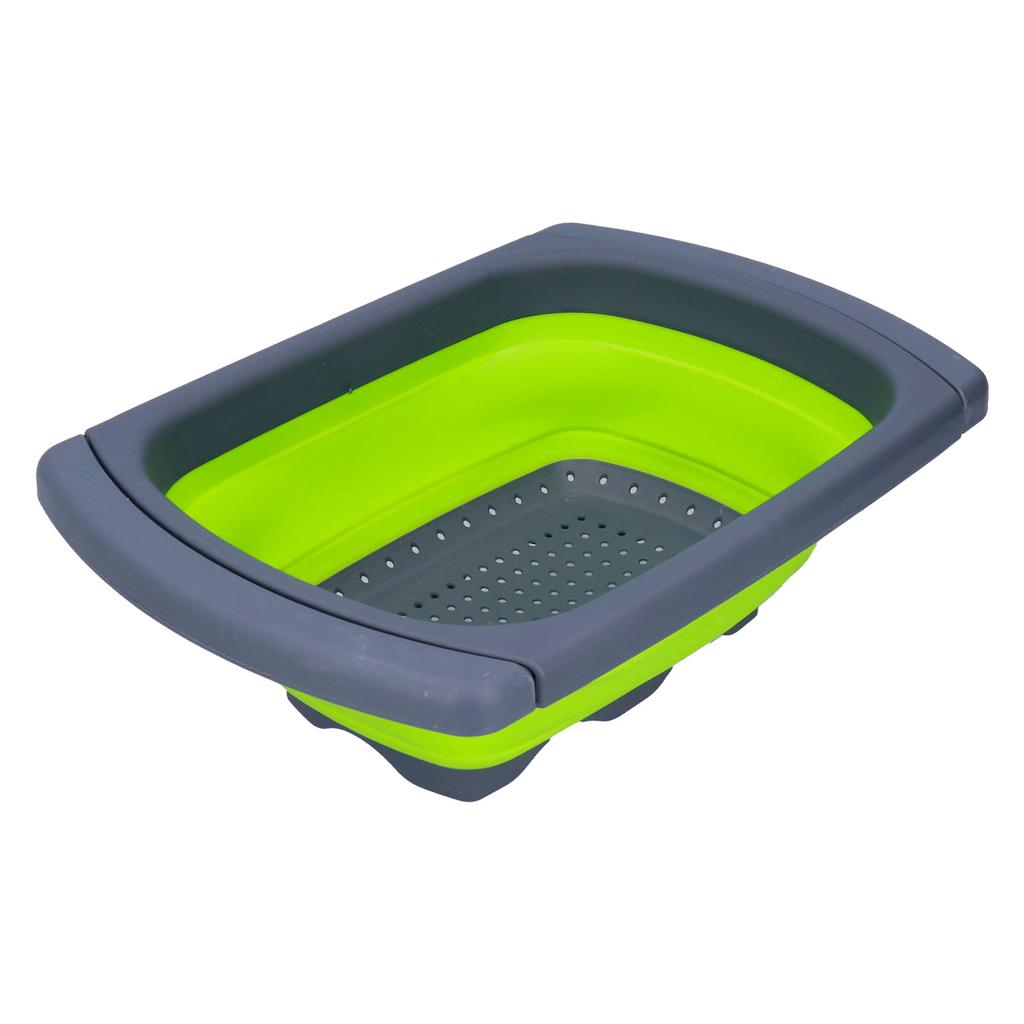 Green Foldable Drain Basket Silicone Collapsible Fruit Vegetable Wash Strainer Basket for Home Kitchen