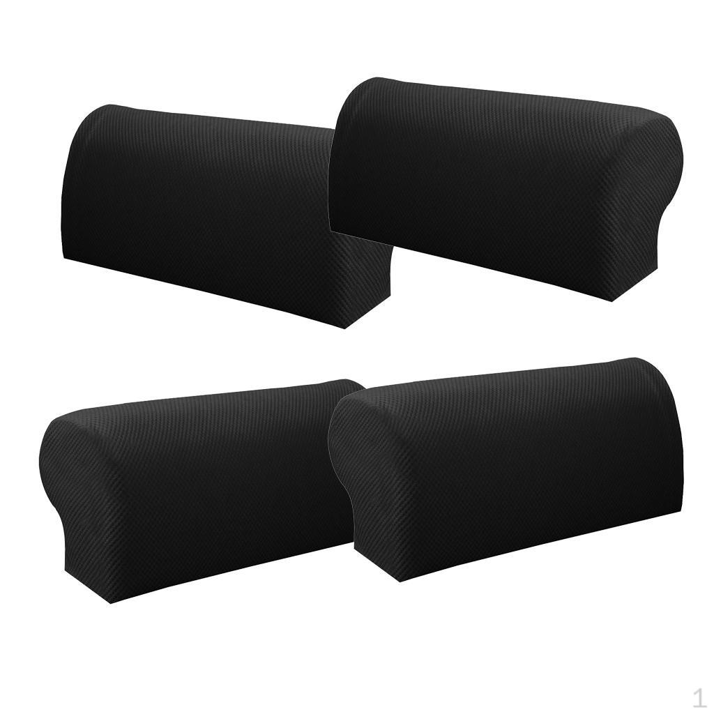 

2 пары эластичных чехлов для подлокотников дивана, чехлы для рук, растягиваются по размеру чёрный