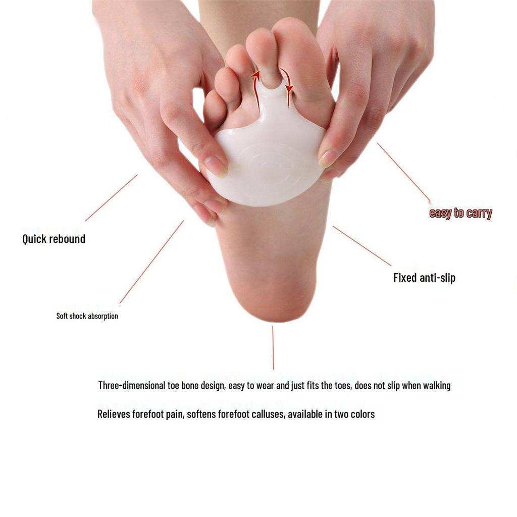 Forefoot Pad High Heel Insole Foot Protector, Round Sleeve SEBS Silicone.