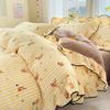 Bubble Cotton Fresh Floral Lace Bedding Set - 4-Piece Soft Duvet Cover & Sheet