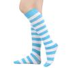 Women Striped Knee-high Socks Colorful Stretchy Knee-length Socks Ribbed Leg Warmers for Costume Party Street Daily Wear